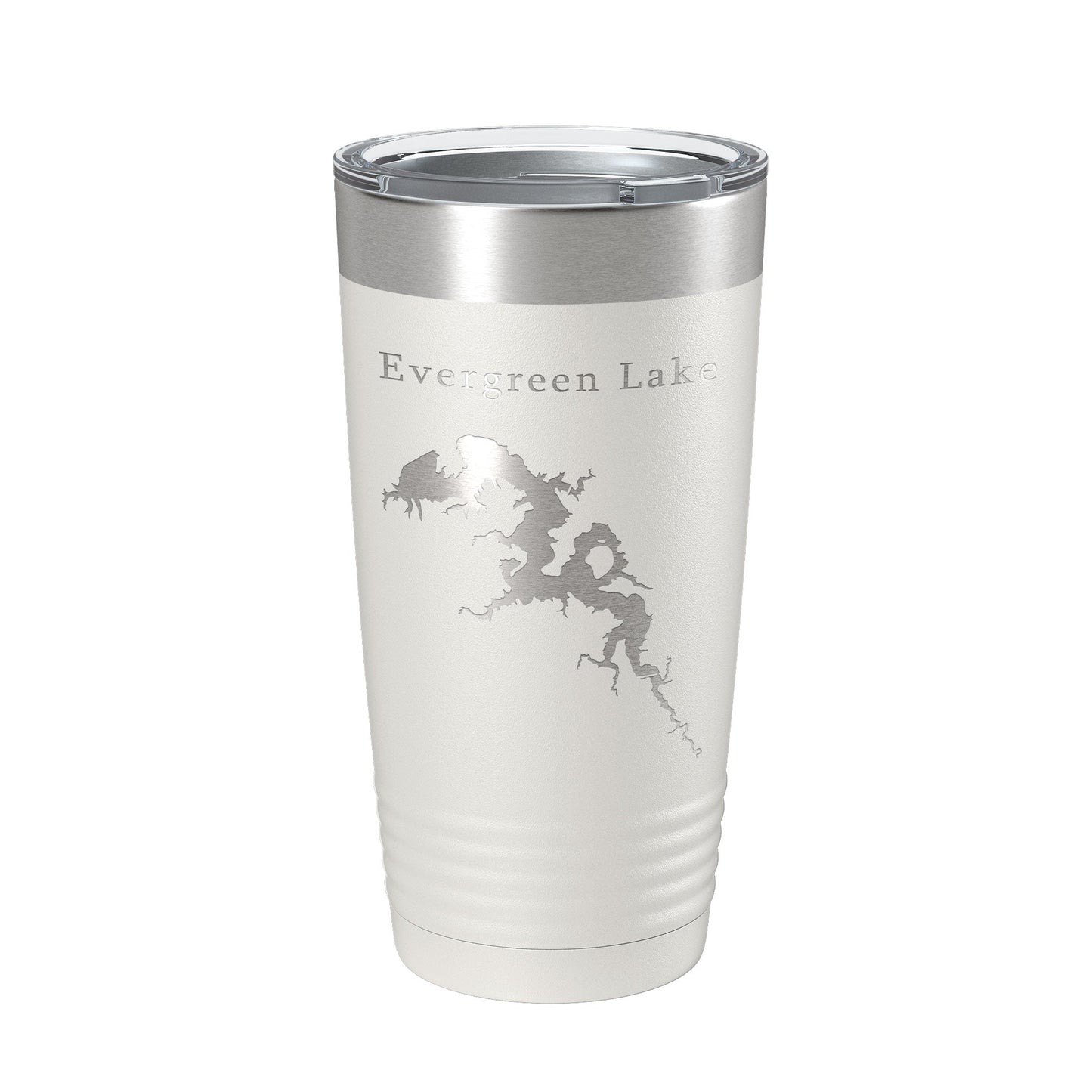 Evergreen Lake Map Tumbler Travel Mug Insulated Laser Engraved Coffee Cup Illinois 20 oz