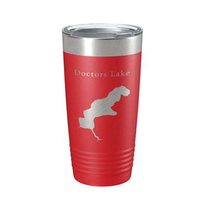 Doctors Lake Map Tumbler Travel Mug Insulated Laser Engraved Coffee Cup Florida 20 oz