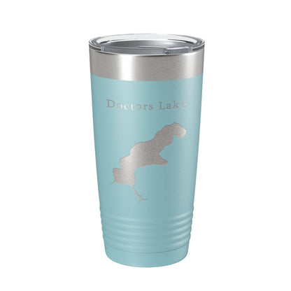 Doctors Lake Map Tumbler Travel Mug Insulated Laser Engraved Coffee Cup Florida 20 oz