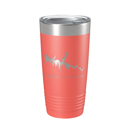 Cedar Creek Reservoir Tumbler Lake Map Travel Mug Insulated Laser Engraved Coffee Cup Alabama 20 oz