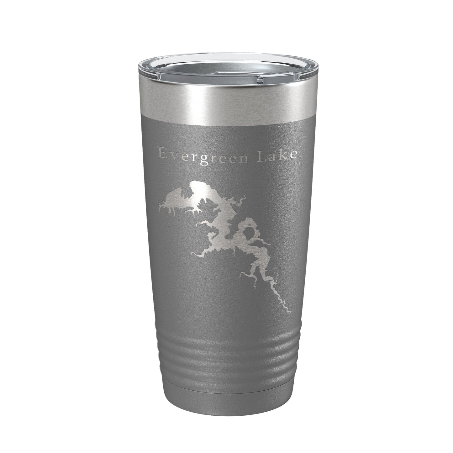 Evergreen Lake Map Tumbler Travel Mug Insulated Laser Engraved Coffee Cup Illinois 20 oz