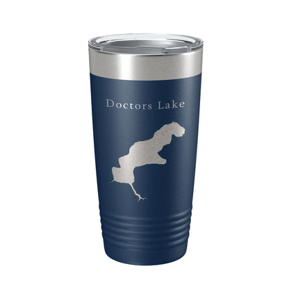 Doctors Lake Map Tumbler Travel Mug Insulated Laser Engraved Coffee Cup Florida 20 oz