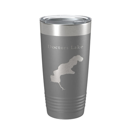 Doctors Lake Map Tumbler Travel Mug Insulated Laser Engraved Coffee Cup Florida 20 oz