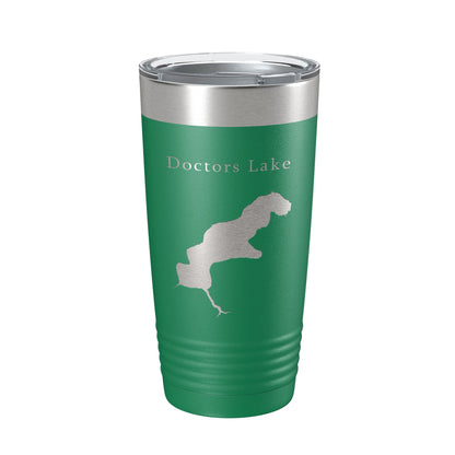 Doctors Lake Map Tumbler Travel Mug Insulated Laser Engraved Coffee Cup Florida 20 oz