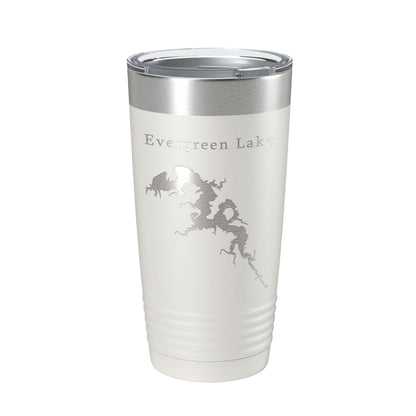 Evergreen Lake Map Tumbler Travel Mug Insulated Laser Engraved Coffee Cup Illinois 20 oz