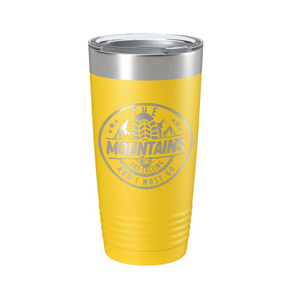 Mountains Are Calling Tumbler Camping Hiking Travel Mug Insulated Laser Engraved Coffee Cup Outdoors Gift 20 oz