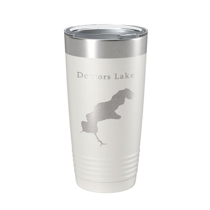 Doctors Lake Map Tumbler Travel Mug Insulated Laser Engraved Coffee Cup Florida 20 oz