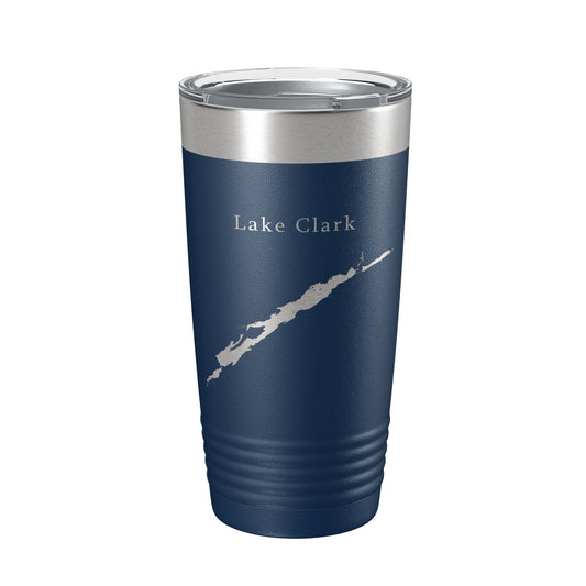 Lake Clark Map Tumbler Travel Mug Insulated Laser Engraved Coffee Cup Alaska 20 oz