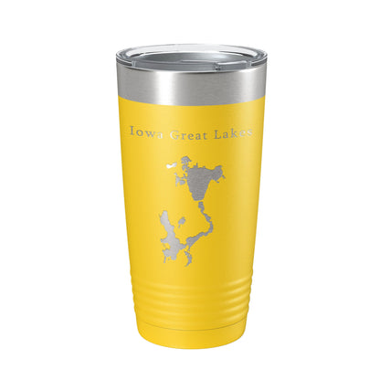 Iowa Great Lakes Map Tumbler Travel Mug Insulated Laser Engraved Coffee Cup Iowa 20 oz